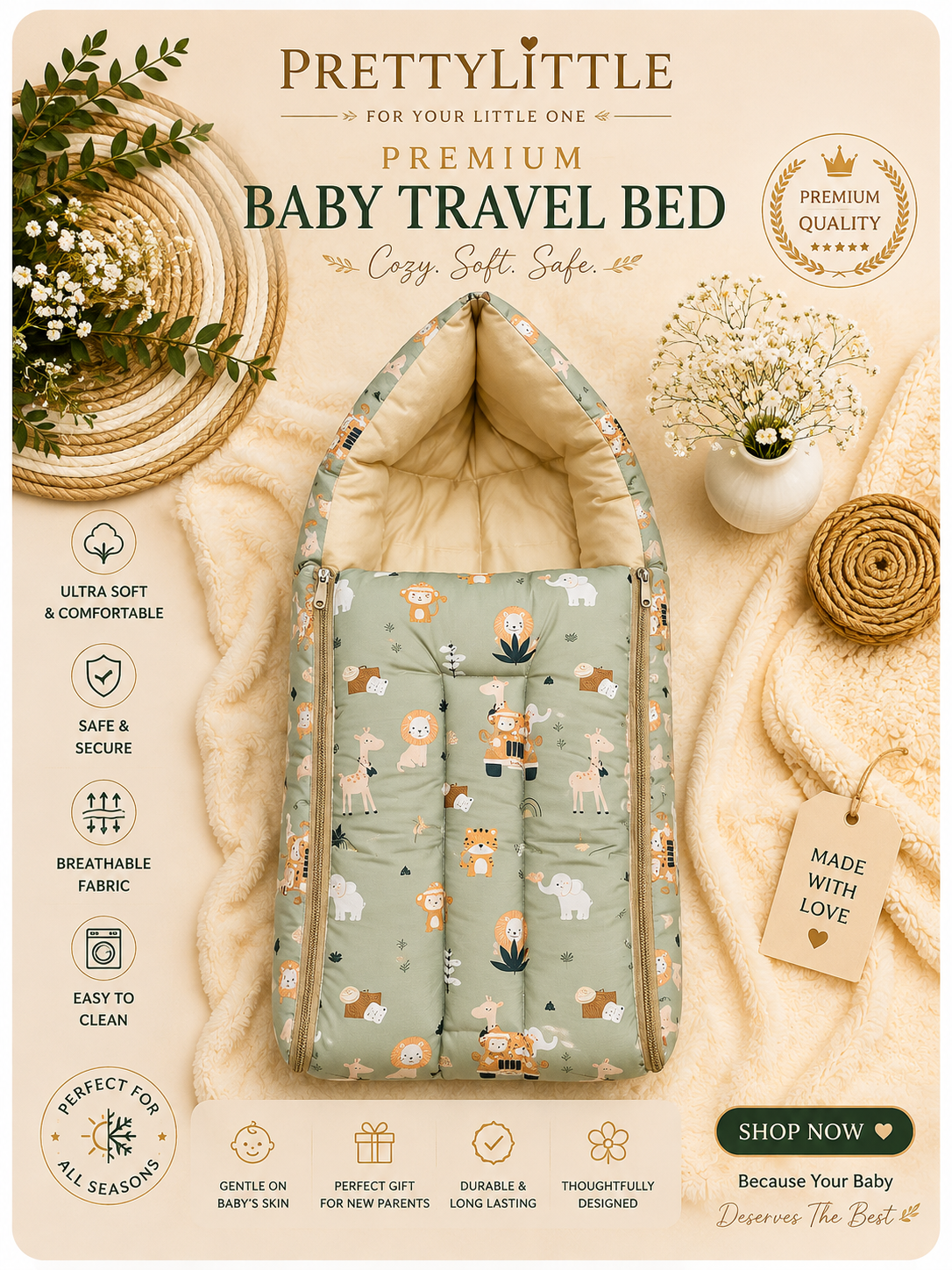 Premium Muslin Baby Carry Nest – Soft Breathable Big Size (best one dispatched)