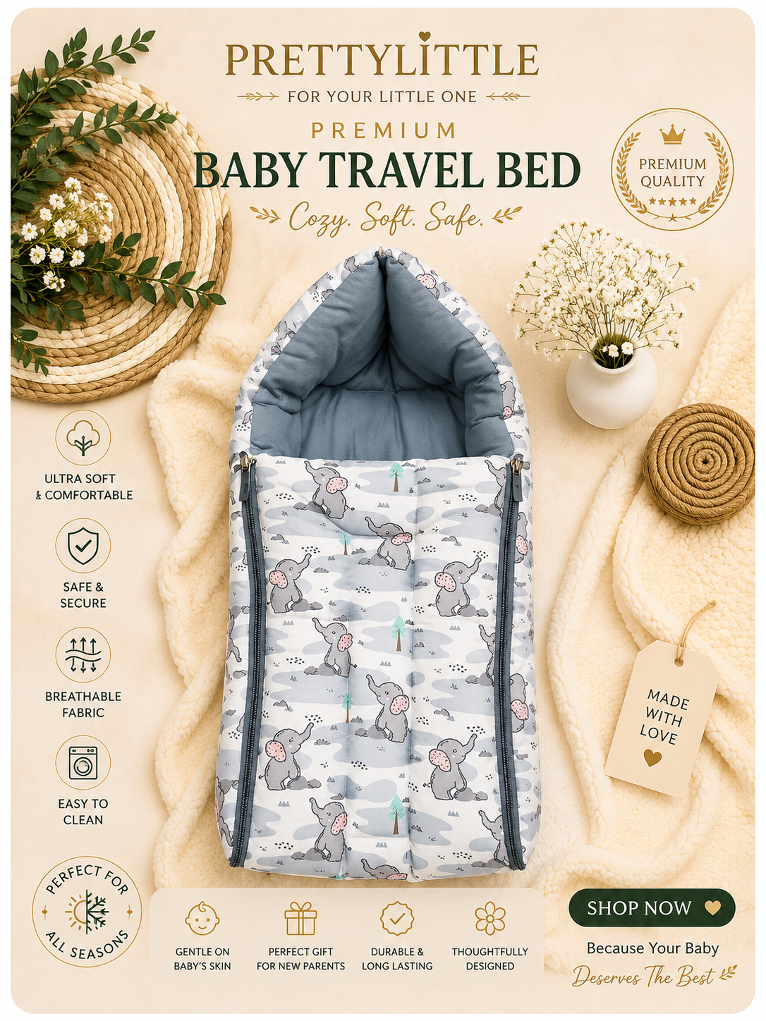 Premium Muslin Baby Carry Nest – Soft Breathable Big Size (best one dispatched)
