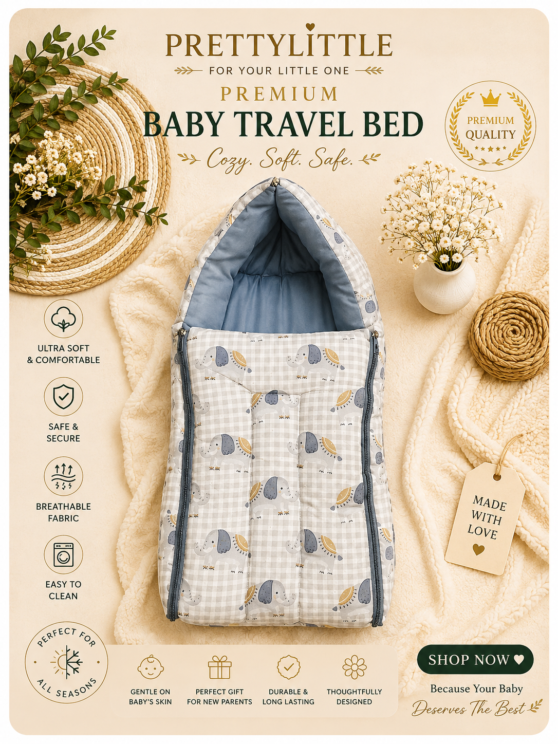 Premium Muslin Baby Carry Nest – Soft Breathable Big Size (best one dispatched)