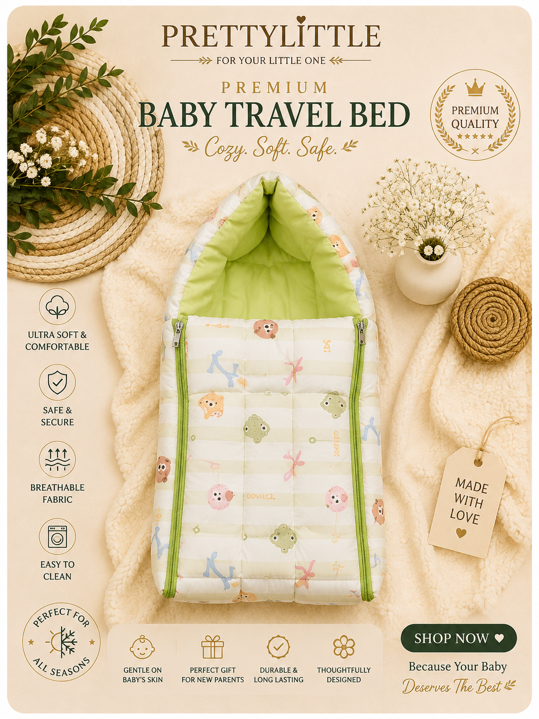 Premium Muslin Baby Carry Nest – Soft Breathable Big Size (best one dispatched)