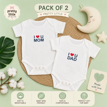 I Love Mom & Dad Printed Onesie | Newborn Photoshoot Outfit | 0-3 Months