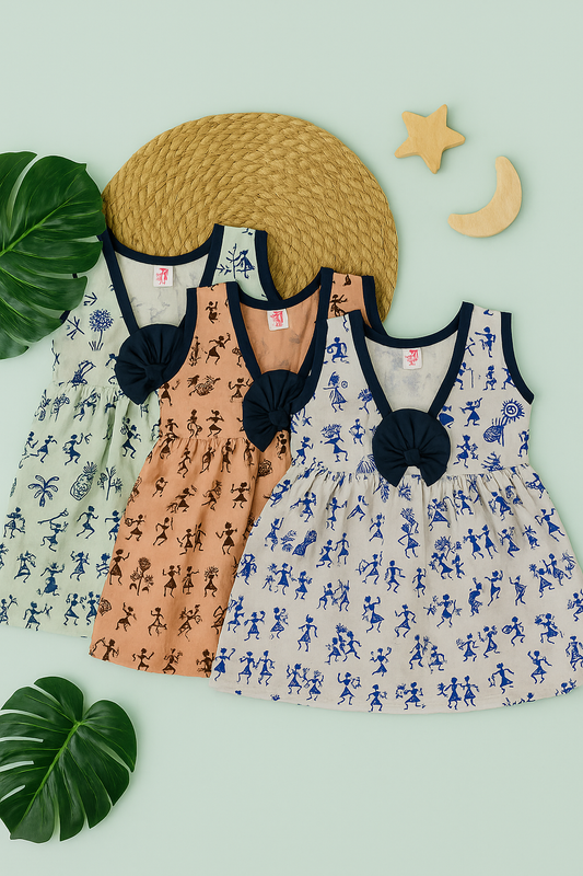 Combo summer Cotton v neck bow Frock – Stylish & Comfortable (best 3 dispatched)