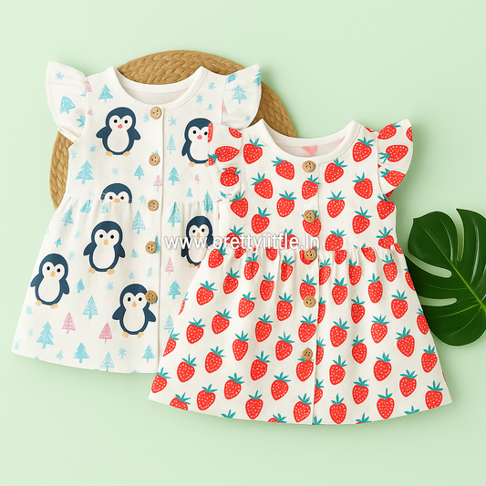Soft Muslin Baby Frock – Happy Prints, Comfy Fit(Best Combo Dispatched
