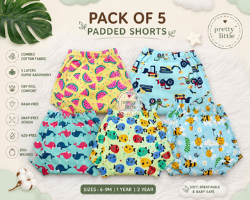 Reusable Dry Feel Padded Underwear | Baby Potty Training Pants (assorted prints)
