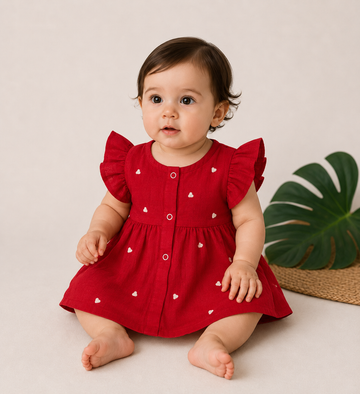Pretty Little cloud  Muslin Baby Frock | 0–2 Years | Soft & Breathable