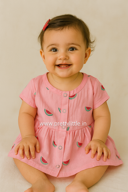 Pretty Little cutest Muslin Baby Frock | 0–2 Years | Soft & Breathable