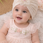 Baby Lace Turban Cap with Flower – Soft Stretch Headwrap (0–12 Months)