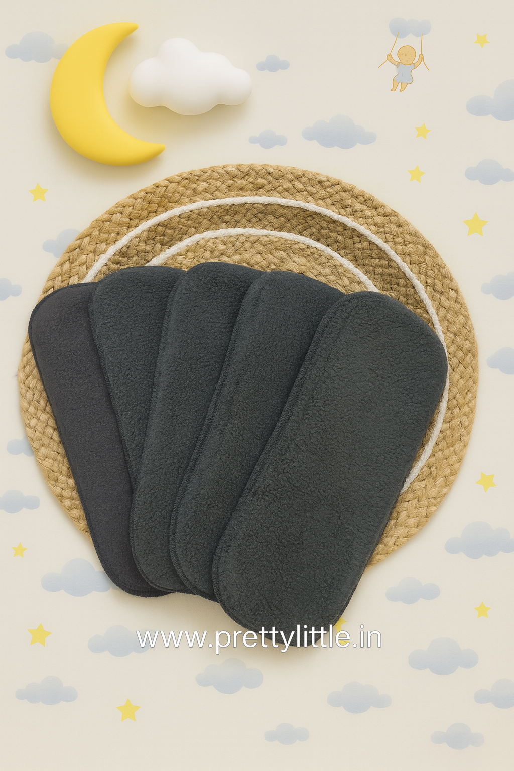 Charcoal  Reusable Extra diaper Insert – (Pack of 5)