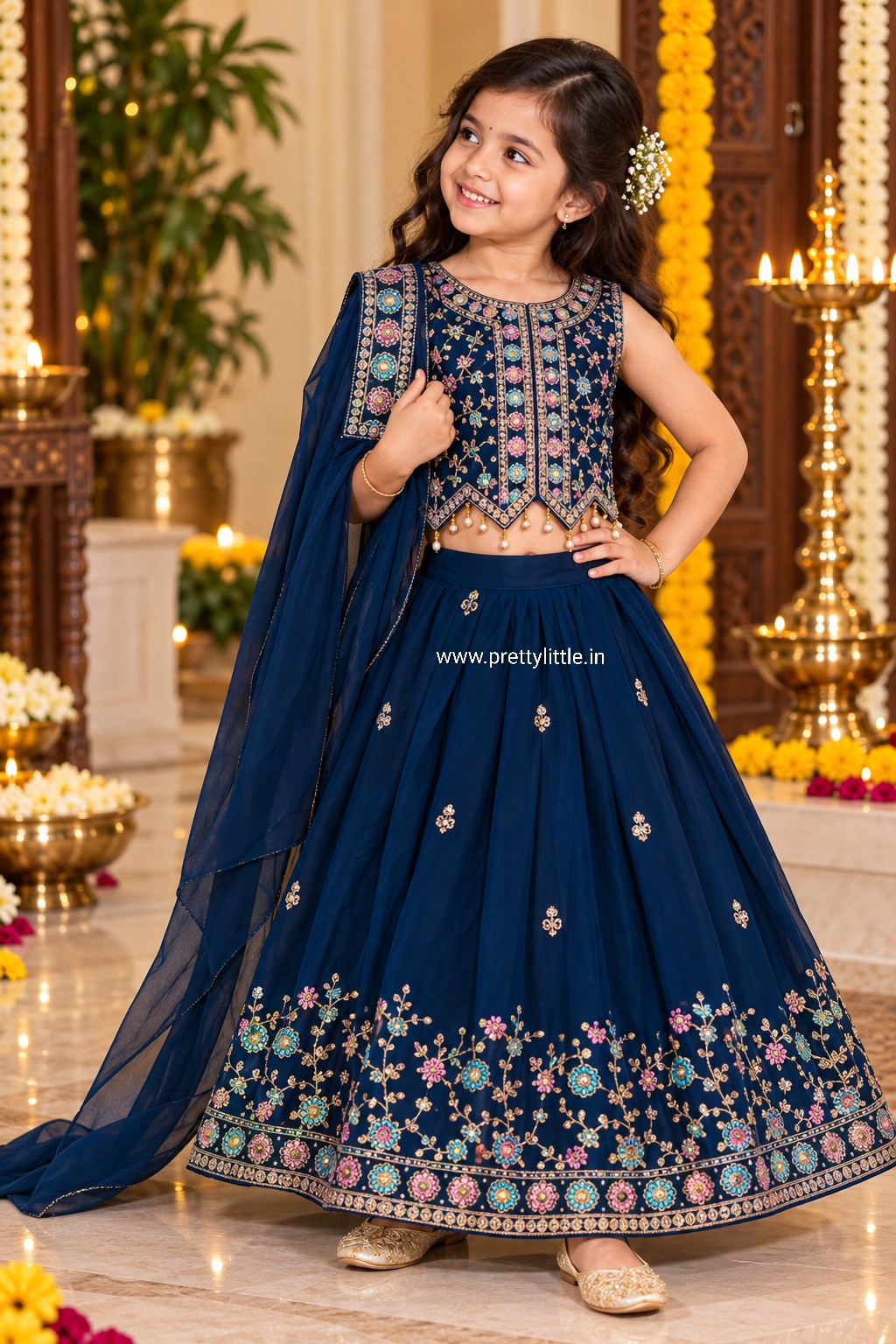 Meher Royal Floral Embroidered Lehenga Set – 1 to 2 Year  2-3 year