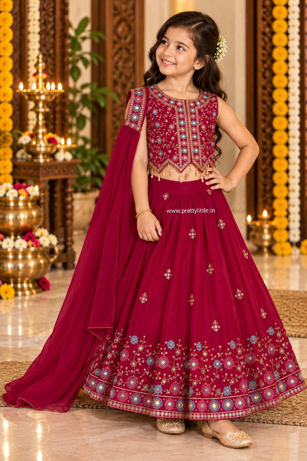 Meher Royal Floral Embroidered Lehenga Set – 1 to 2 Year  2-3 year