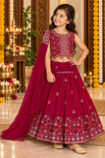 Meher Royal Floral Embroidered Lehenga Set – 1 to 2 Year  2-3 year
