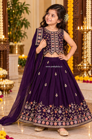 Meher Royal Floral Embroidered Lehenga Set – 1 to 2 Year  2-3 year