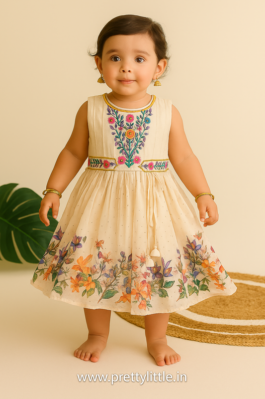 Pretty Little white Floral Princess Frock – Diwali 2025 Collection