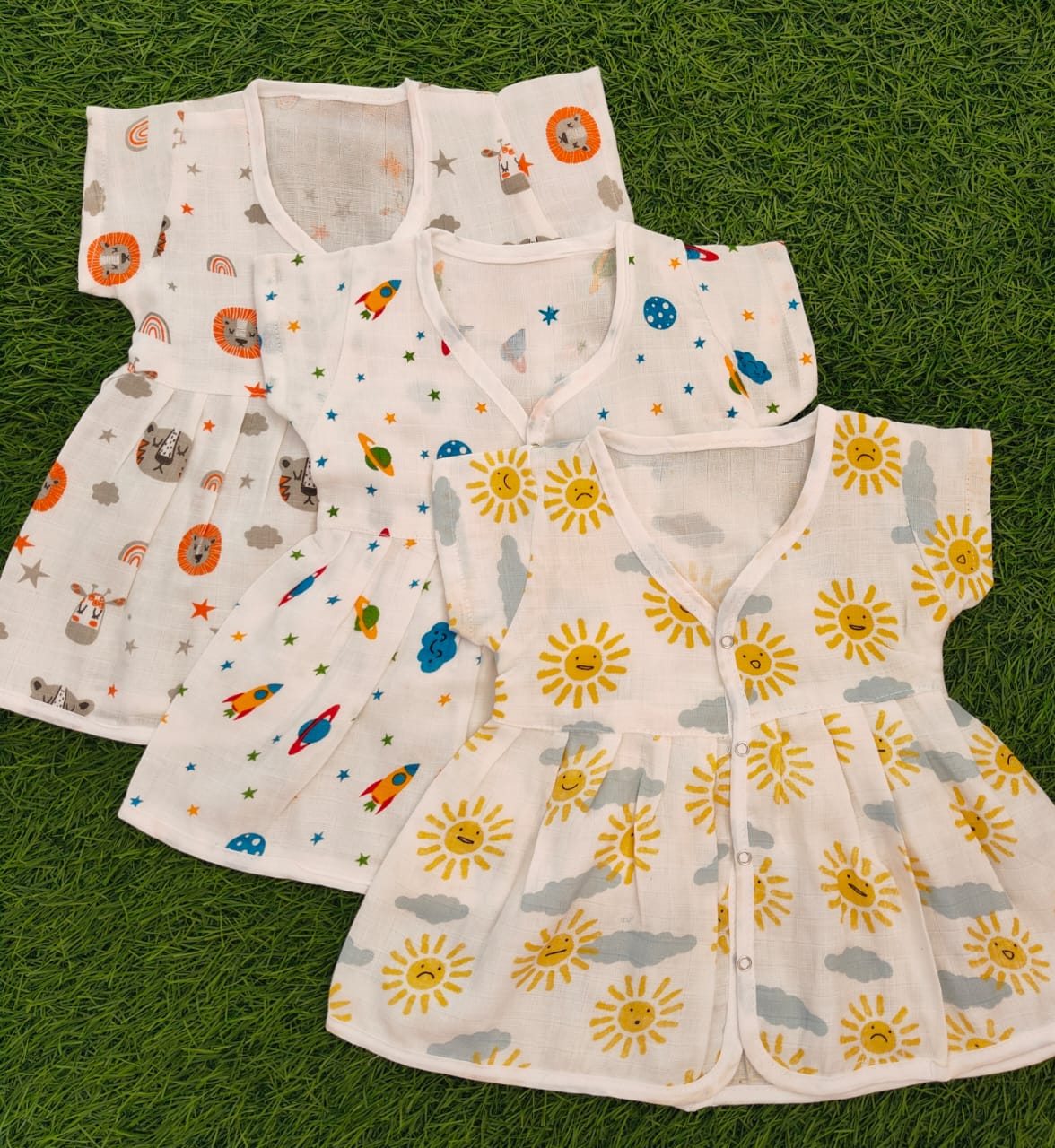 Muslin Frock Combo Pack for 0-8month  (Set of 3)