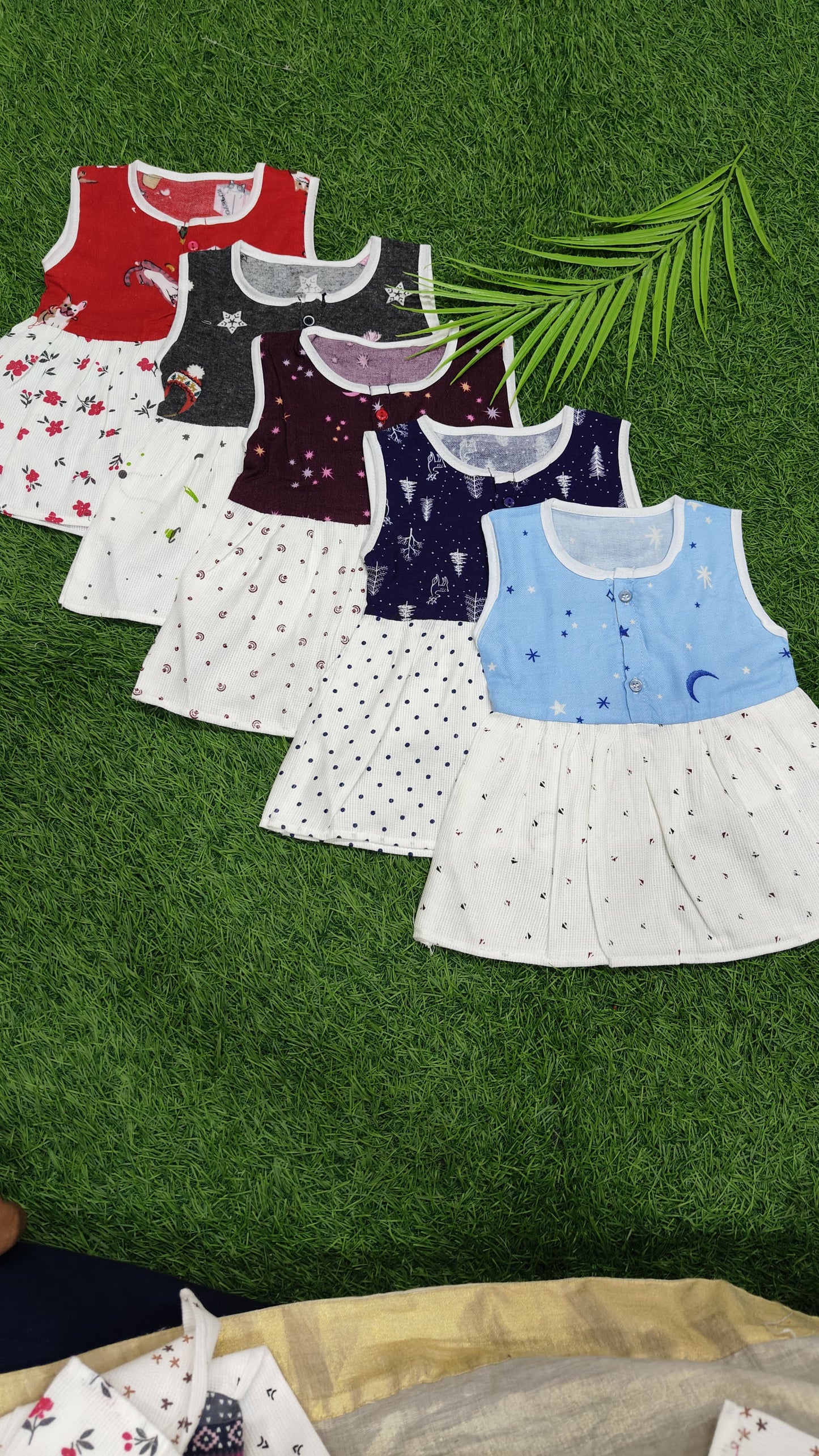 Cotton sleeveless frock combo pack (best 5 dispatched)(0-6m)