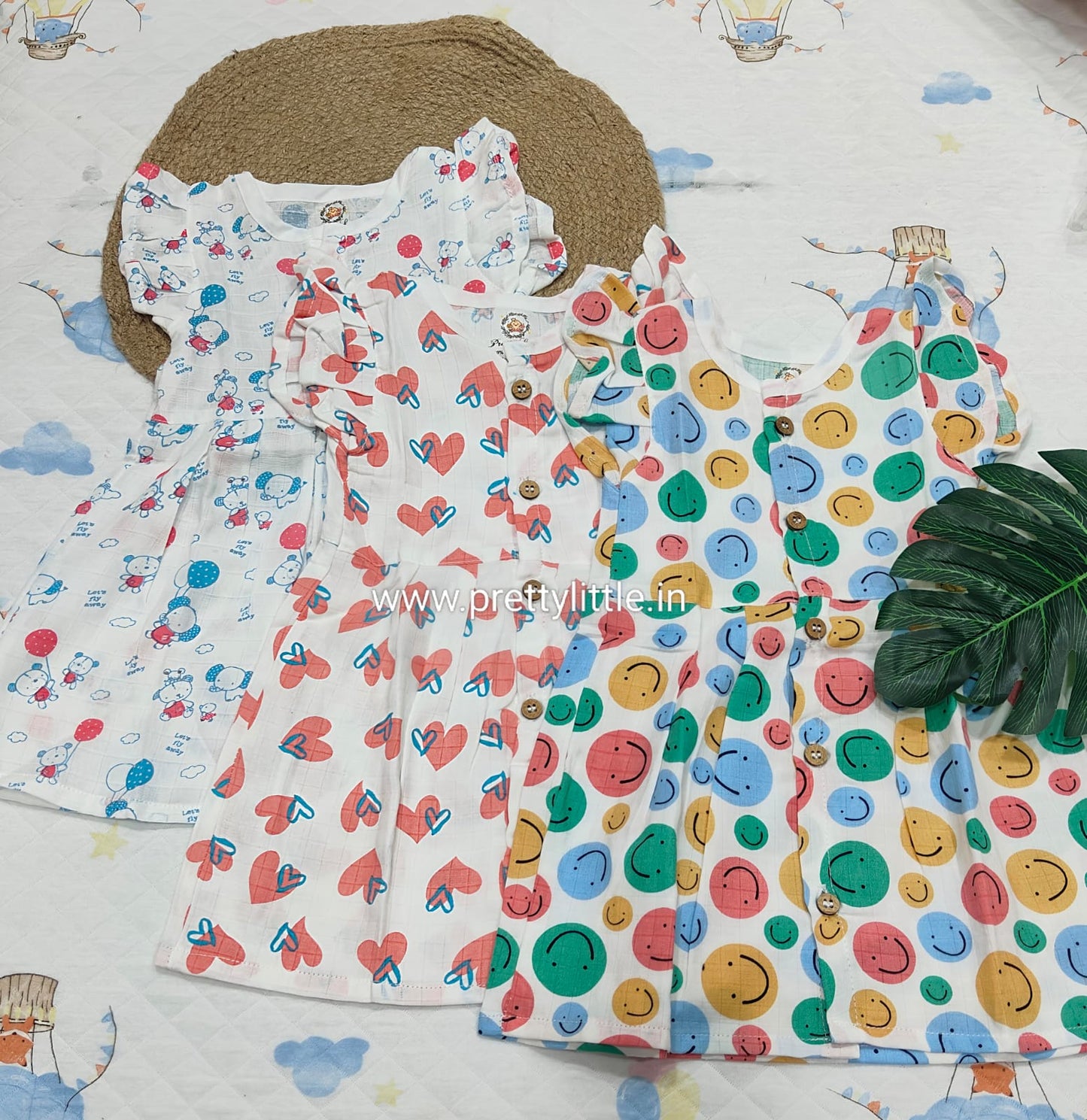Soft Muslin Baby Frock – Happy Prints, Comfy Fit(Best Combo Dispatched