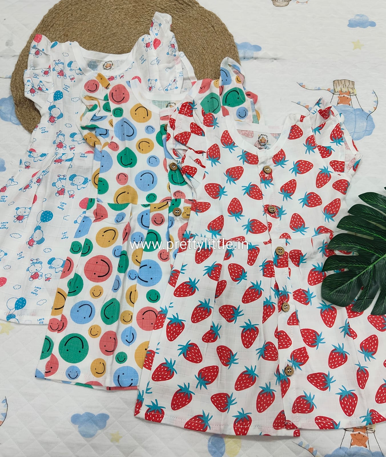Soft Muslin Baby Frock – Happy Prints, Comfy Fit(Best Combo Dispatched