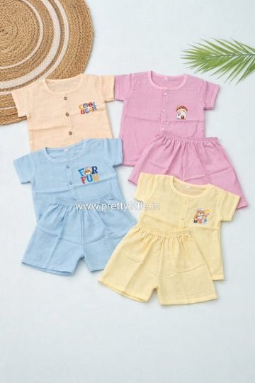 Budget-Friendly Muslin Sets – Stay Cool, Stay Cute!  (0-1 year standard size) ( Best 3 dispatched)