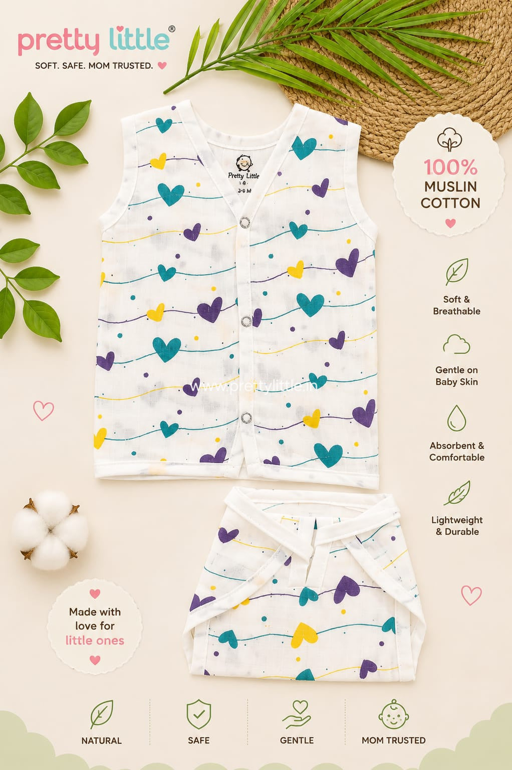 Little Love Muslin Jabla & Langot Nappy Set