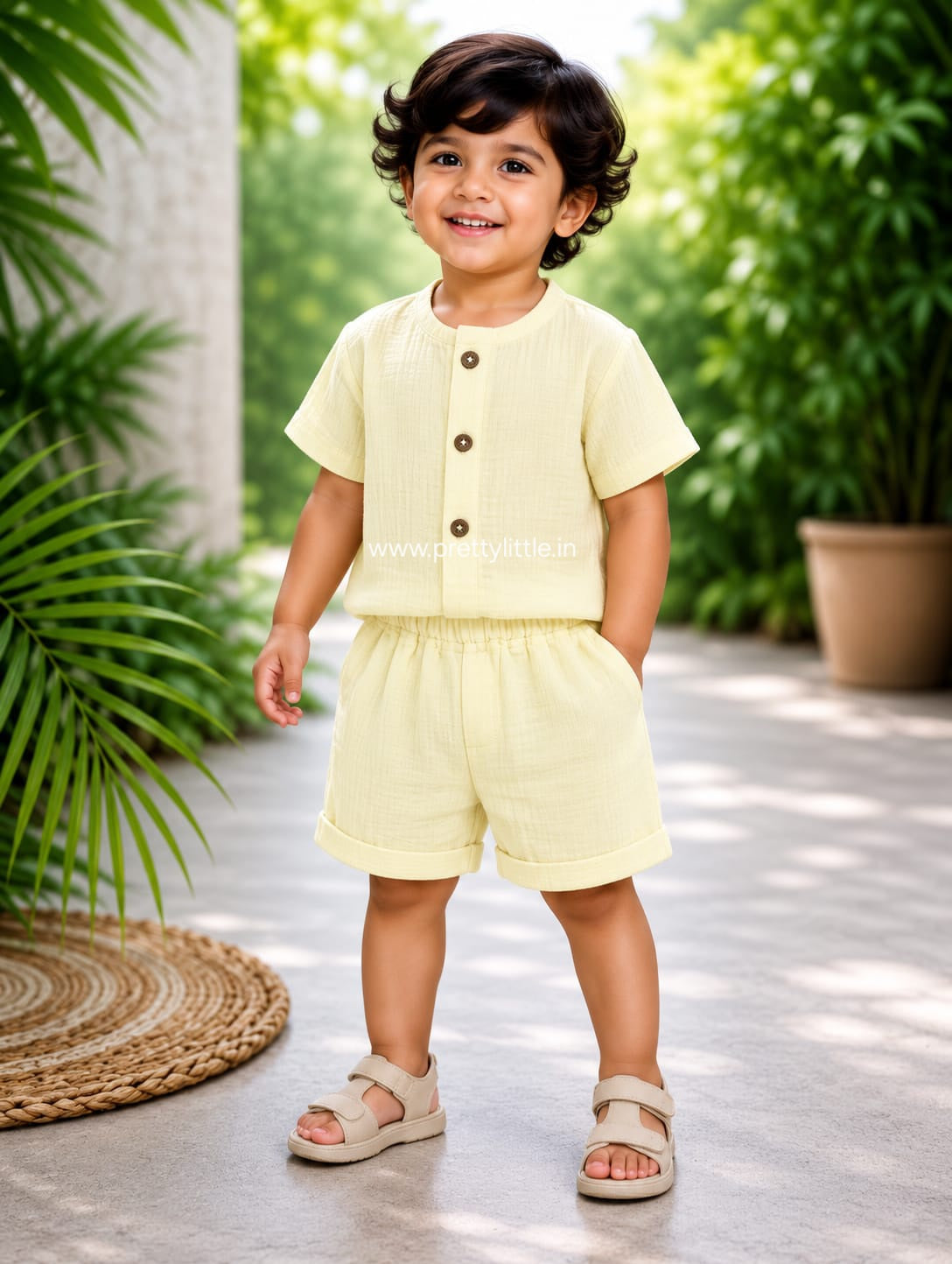 Crinkled Muslin Co-ord Set | Unisex Kids Wear – Up to 4 Years