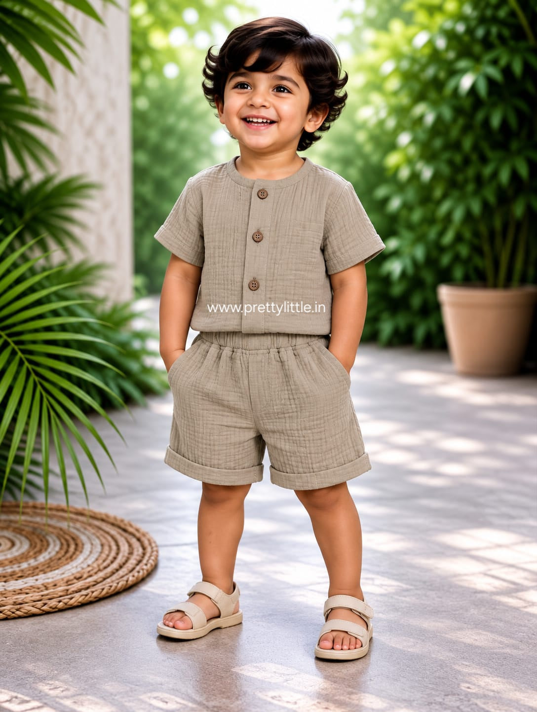 Crinkled Muslin Co-ord Set | Unisex Kids Wear – Up to 4 Years