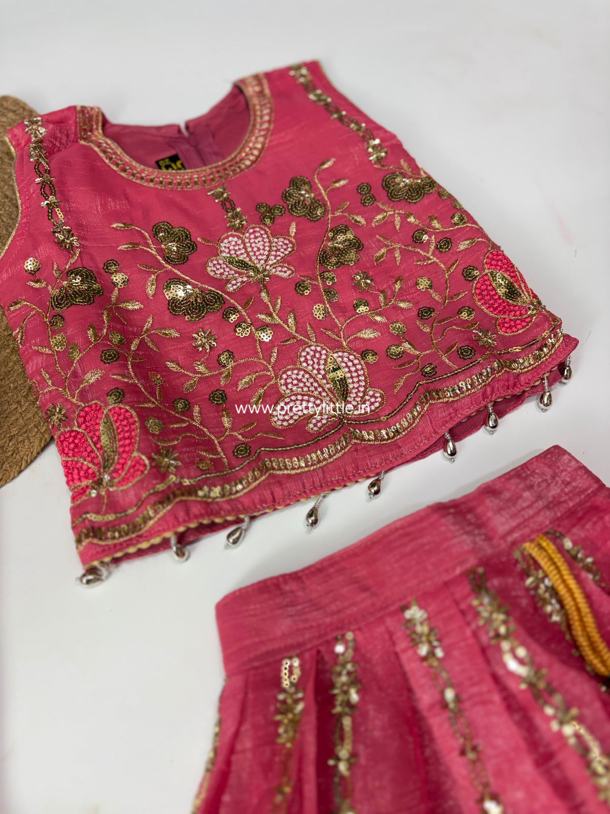 Avyanna Teal Floral Embroidered Lehenga Set – 3 to 9 Years