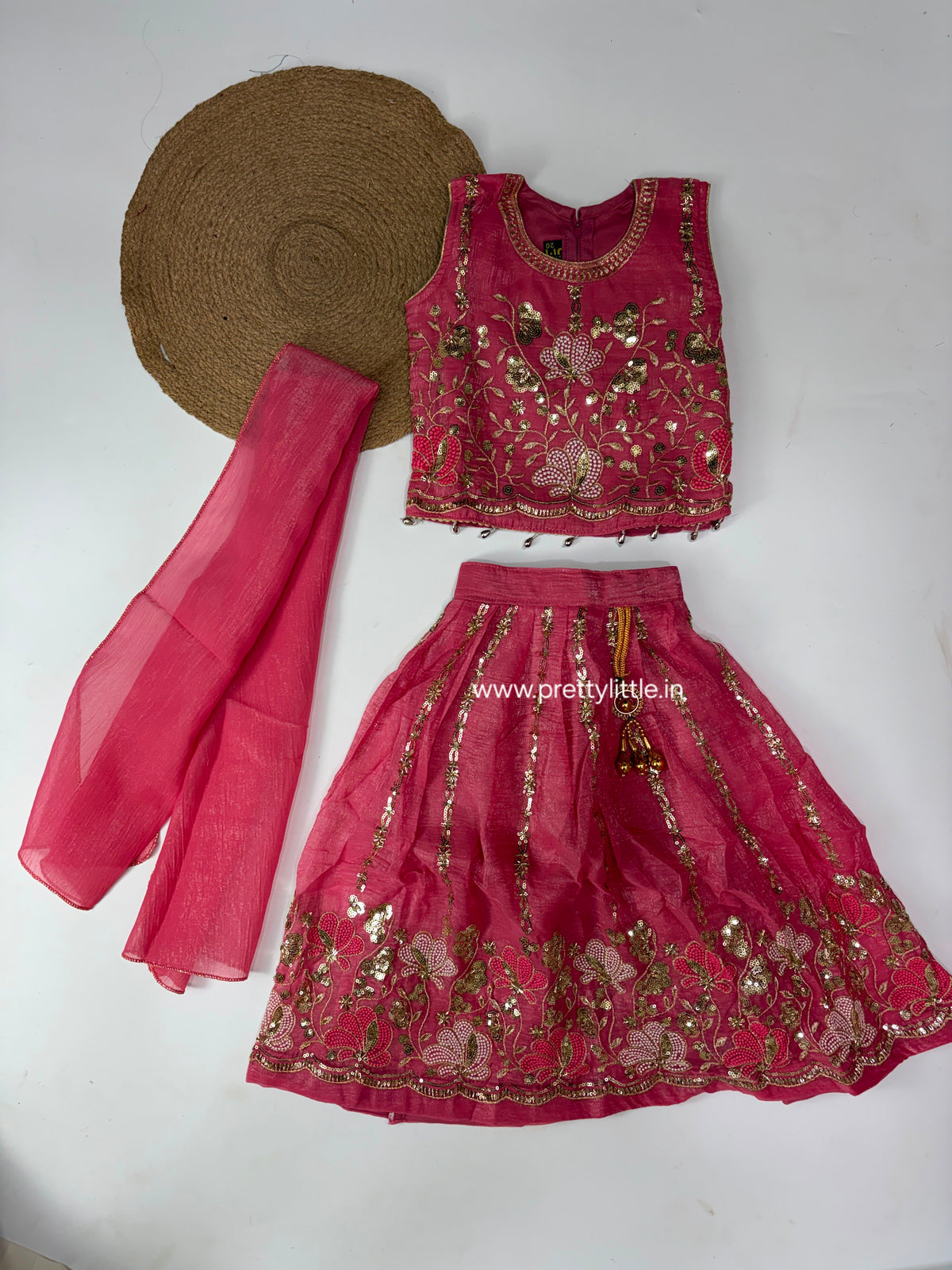 Avyanna Teal Floral Embroidered Lehenga Set – 3 to 9 Years