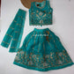 Avyanna Teal Floral Embroidered Lehenga Set – 3 to 9 Years