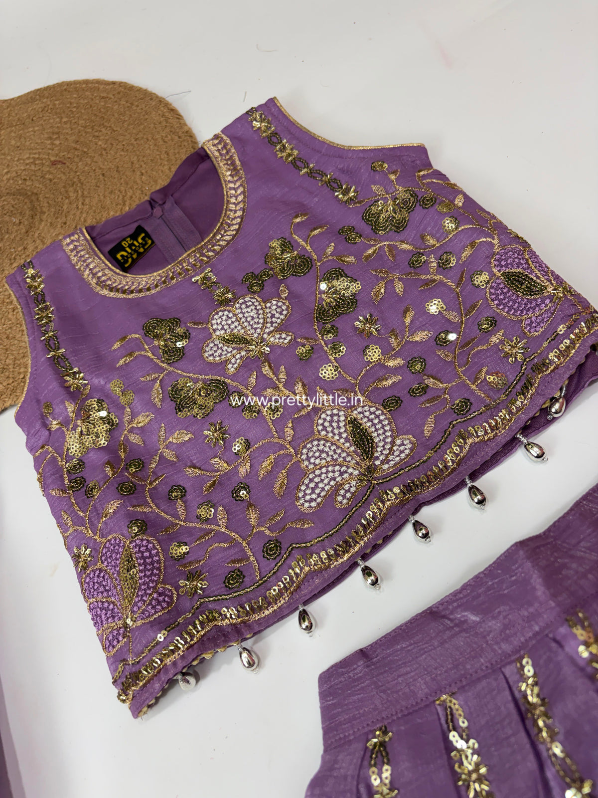 Avyanna Teal Floral Embroidered Lehenga Set – 3 to 9 Years