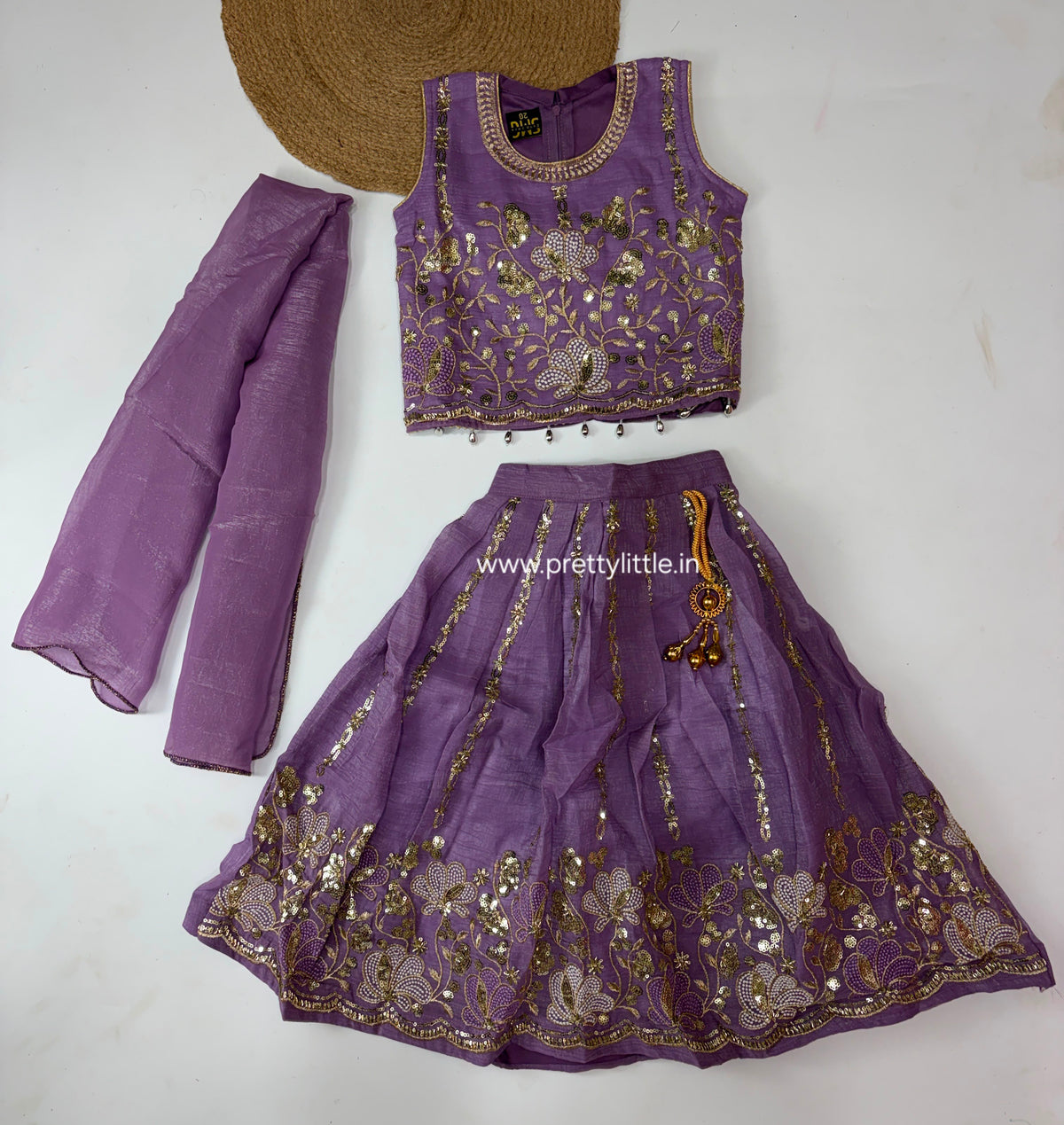 Avyanna Teal Floral Embroidered Lehenga Set – 3 to 9 Years