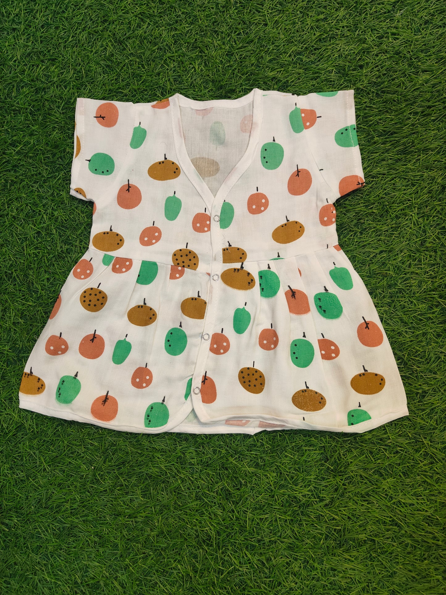 Charming Half-Sleeve Muslin Frock with Cute Print (best one dispatched)