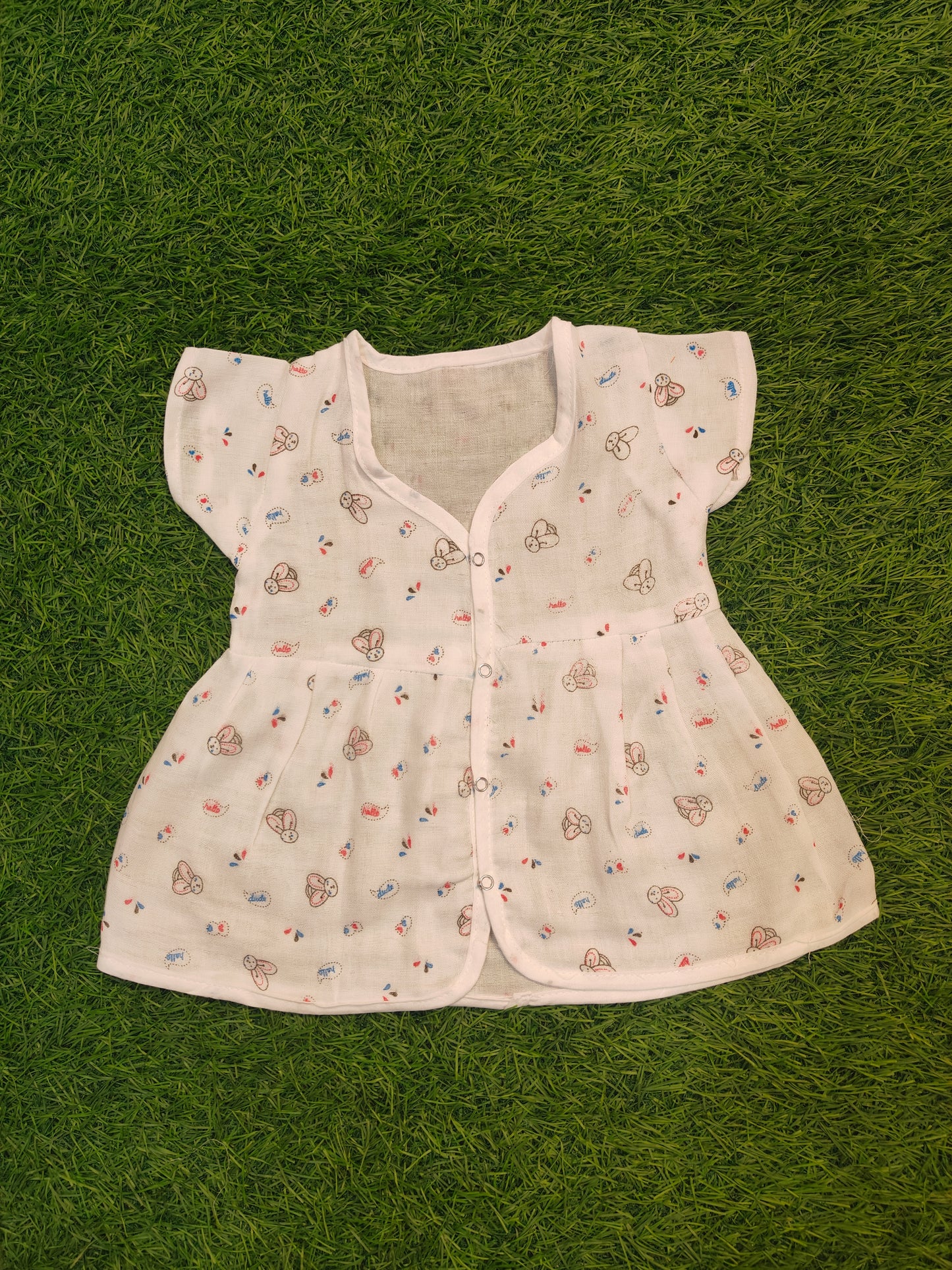 Charming Half-Sleeve Muslin Frock with Cute Print (best one dispatched)
