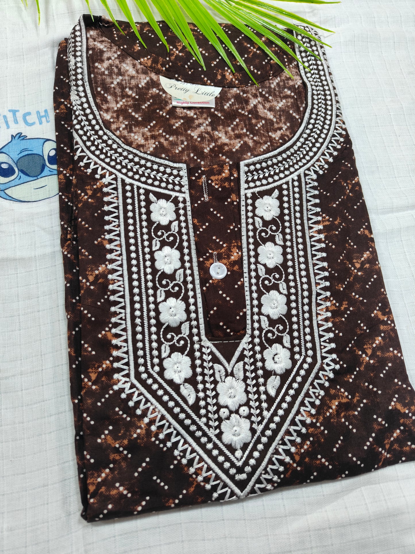 Soft and Comfortable Cotton Nighty - Elegant Embroidery Design