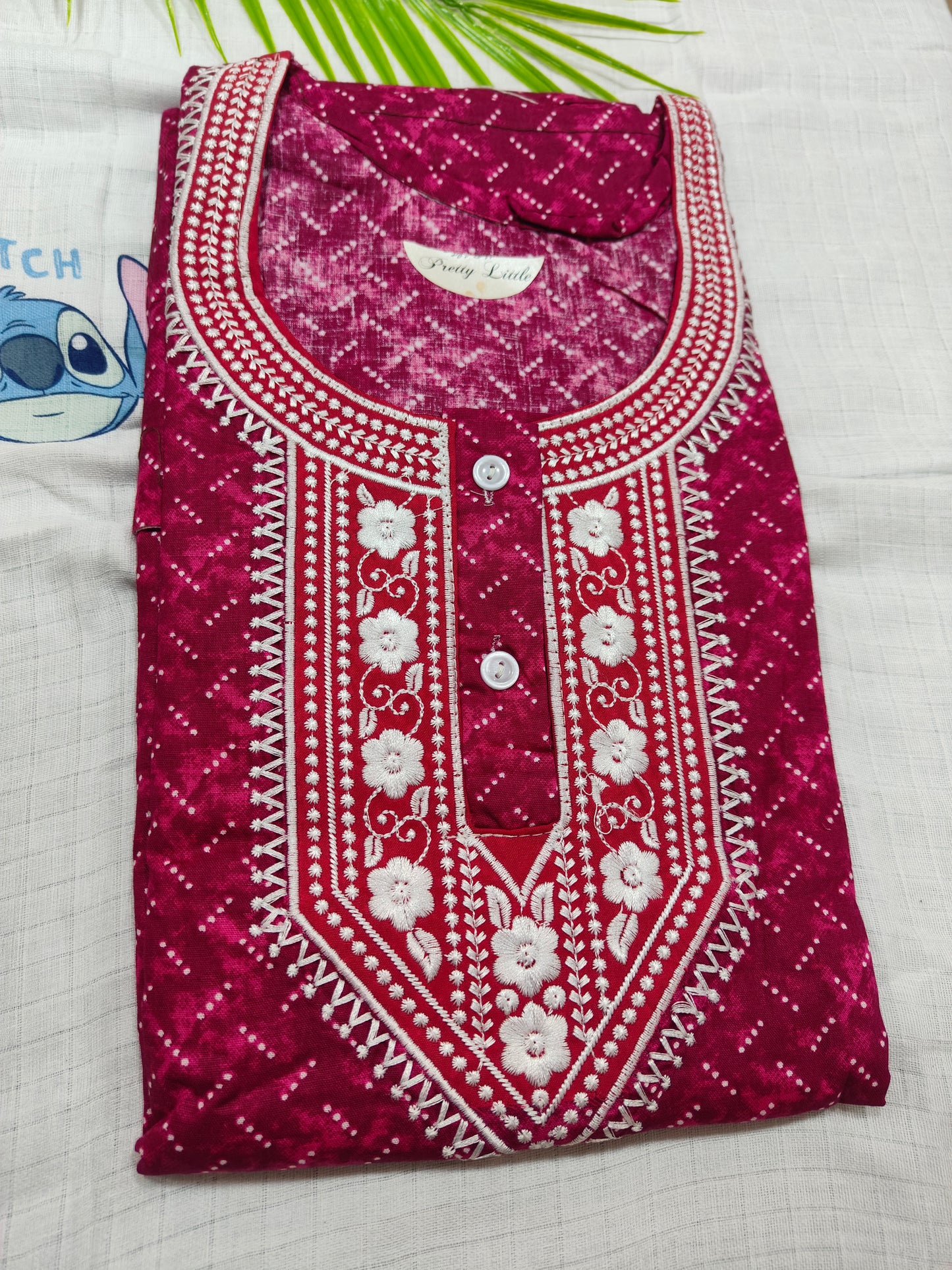Soft and Comfortable Cotton Nighty - Elegant Embroidery Design