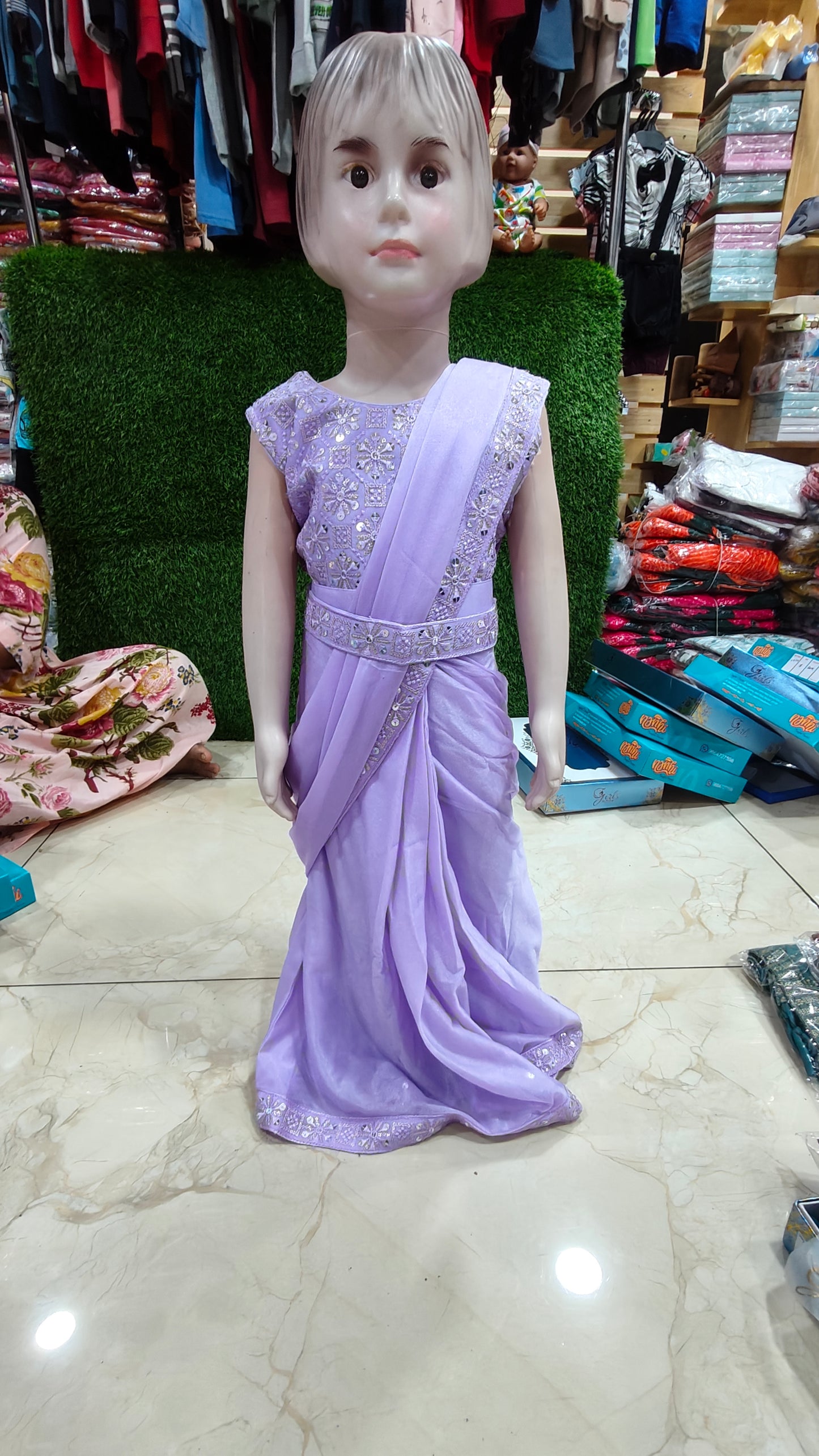 Pretty Little Kids Ready-to-Wear Saree – Diwali Exclusive