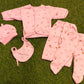 5-Piece Baby Clothing Set with Quilted Jacket, Footed Pants, Cap, and Bib