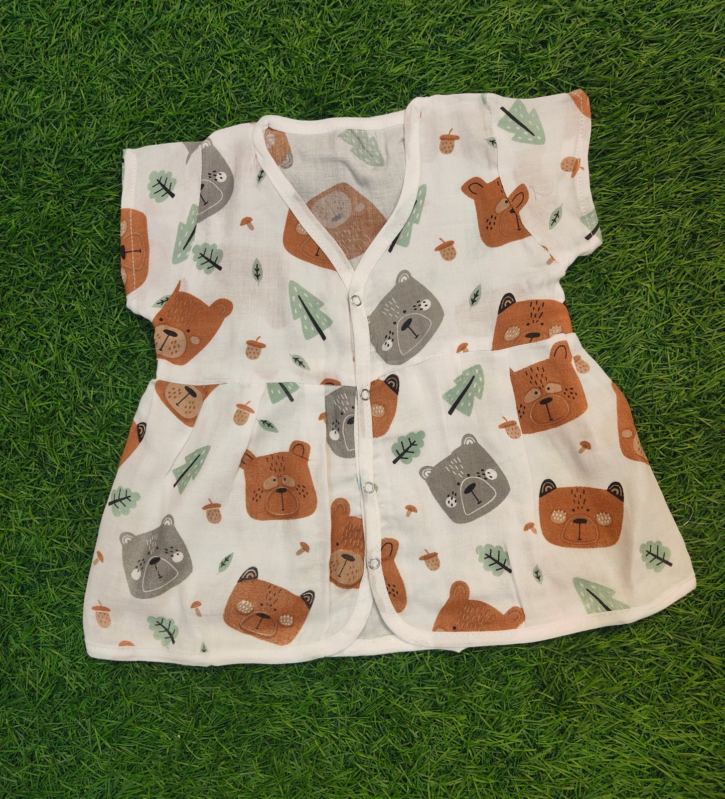 Charming Half-Sleeve Muslin Frock with Cute Print (best one dispatched)