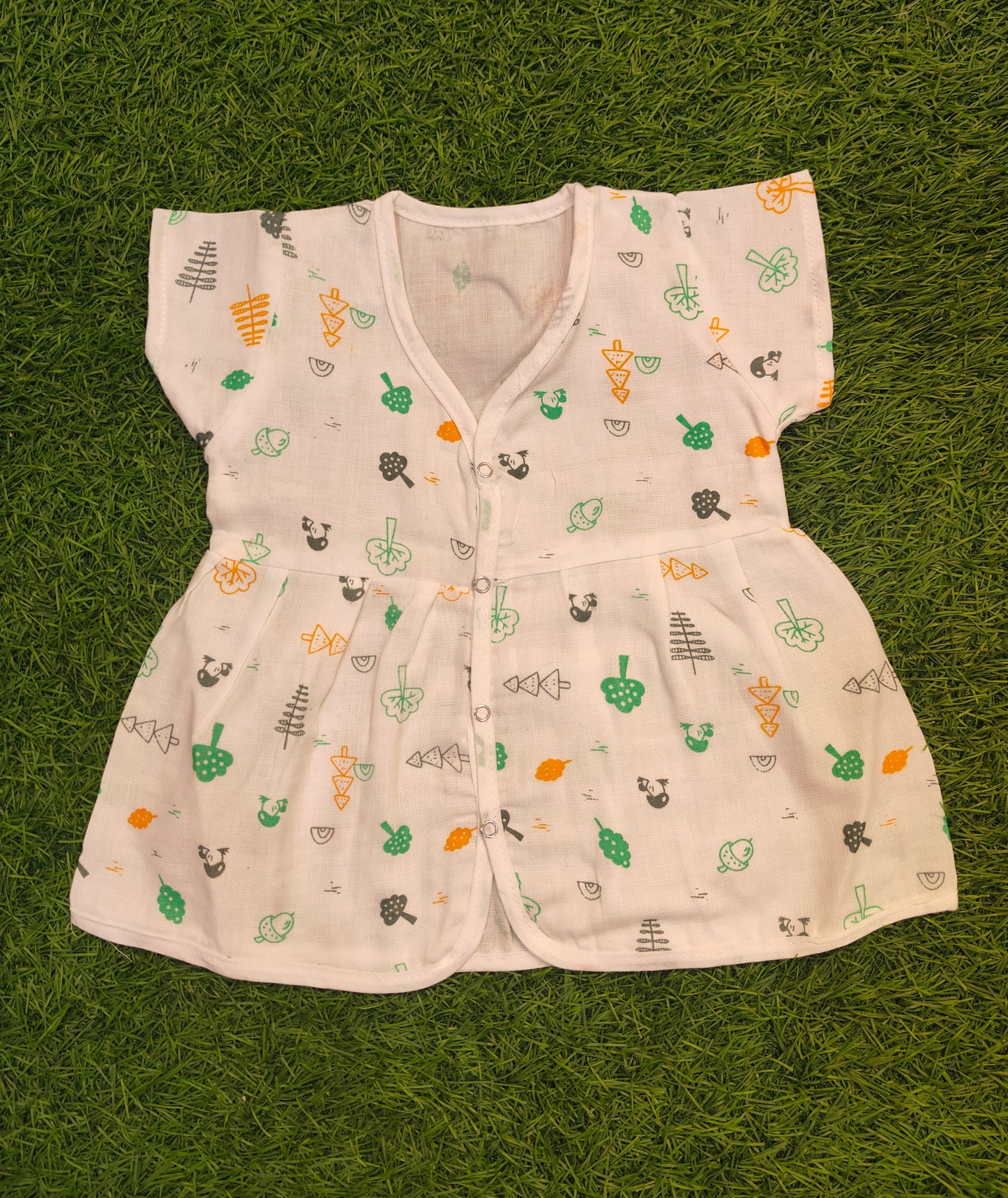 Charming Half-Sleeve Muslin Frock with Cute Print (best one dispatched)
