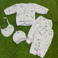 5-Piece Baby Clothing Set with Quilted Jacket, Footed Pants, Cap, and Bib