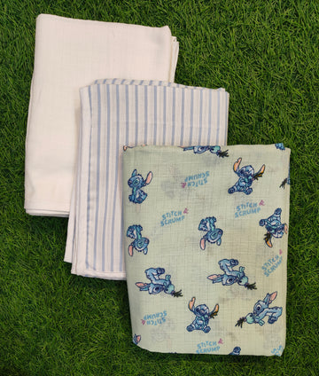 Pack of 3 Double Layer Muslin Swaddles - Soft & Breathable Cotton 70*100 cm