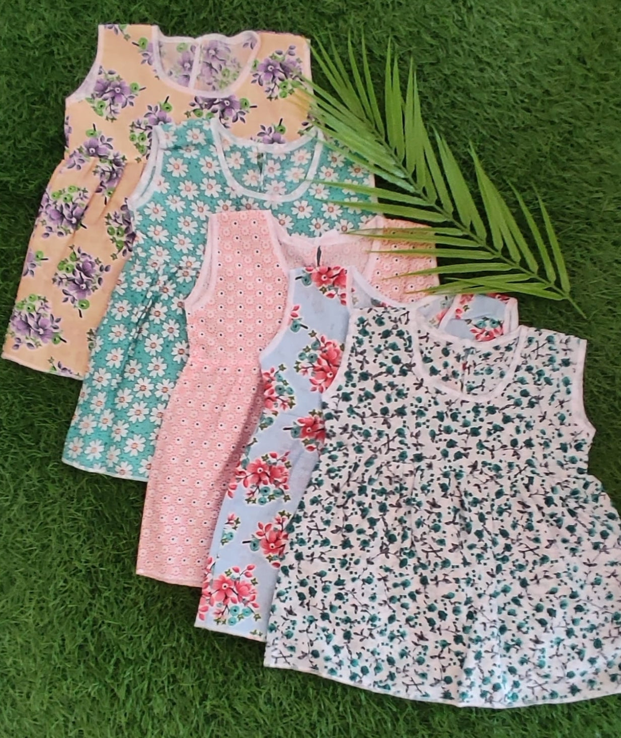 0-3 Month Sleeveless Frock Combo Pack - Floral Designs (Pack of 5)