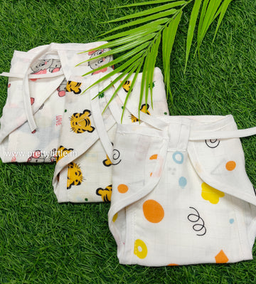 Muslin Cloth Nappy Combo Pack (Set of 3) (best 3 dispatched )- Soft, Breathable, and Reusable for Newborns