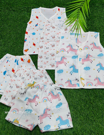 Premium Muslin jabla with trouser set ( pack of 3) ( best combo dispatched)