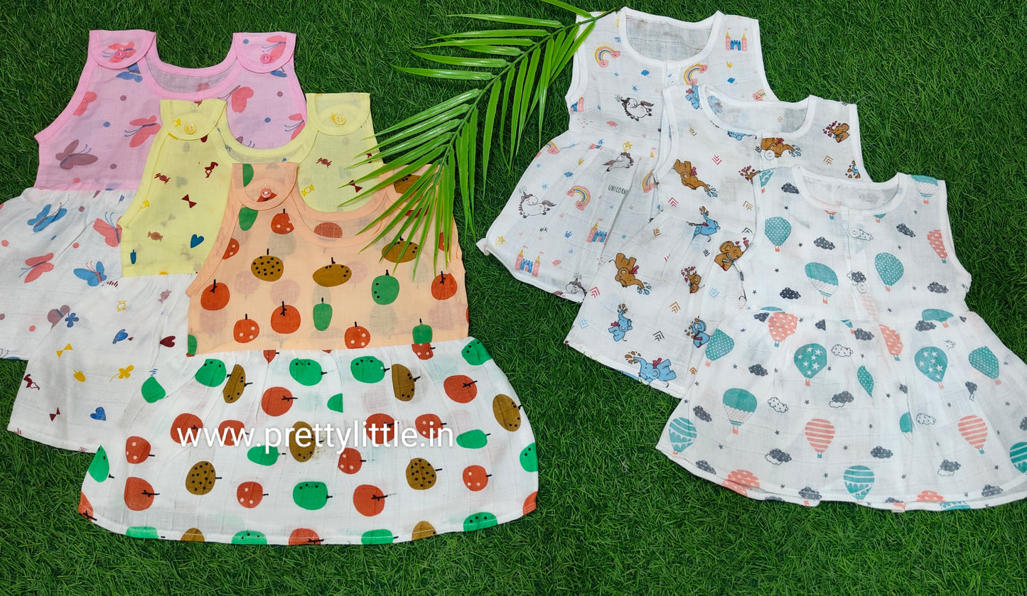 Muslin Dreamland – Pack of 12 Baby Frocks (0-6M)(best 12 dispatched)