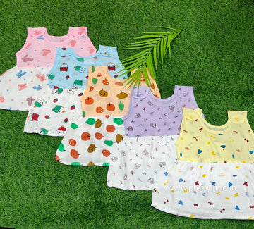 Muslin color cotton frock combo pack (best 5 dispatched)(0-6M)
