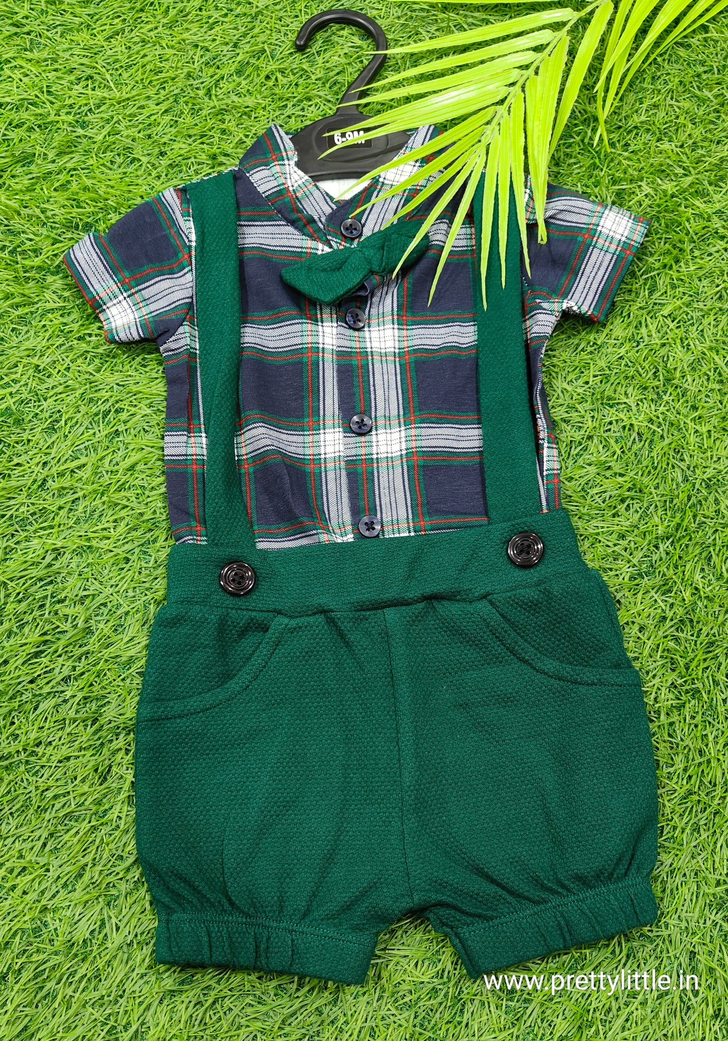 Stylish Dungri Baby Outfit with Suspenders, Bow Tie