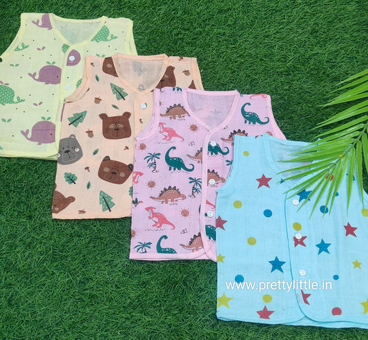 Combo Pack of Muslin colour Jablas for Babies ( best 4 dispatched)(0-8m)