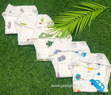Muslin Diaper Nappy Combo Pack (Set of 5) (best 5 dispatched )- Soft, Breathable, and Reusable for Newborns