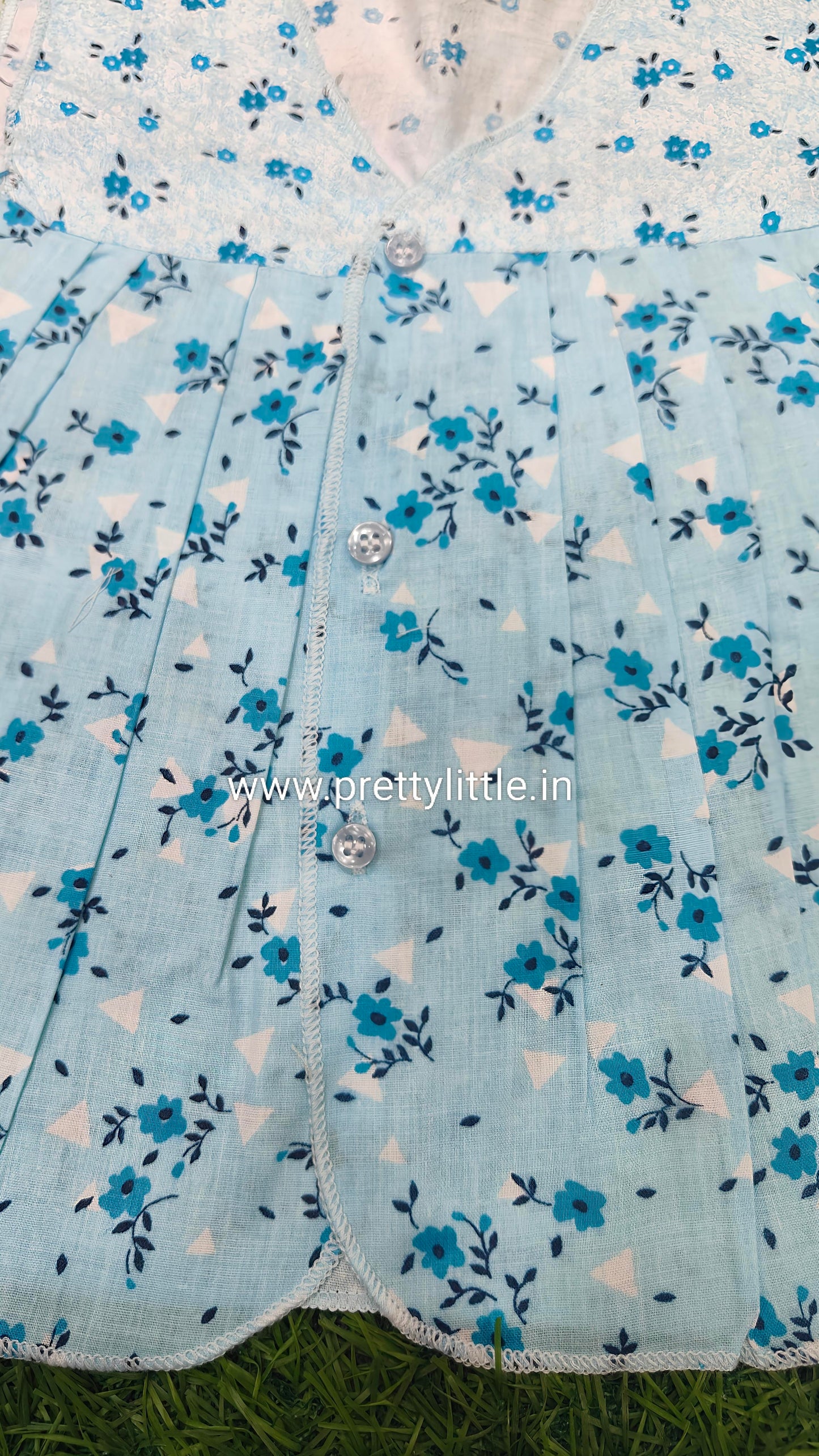 Pack of 10 Front-Button Cotton Frocks for Baby Girls (0-6 Months)