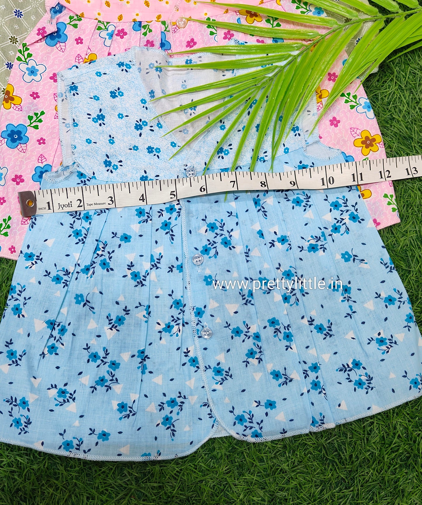 Pack of 10 Front-Button Cotton Frocks for Baby Girls (0-6 Months)